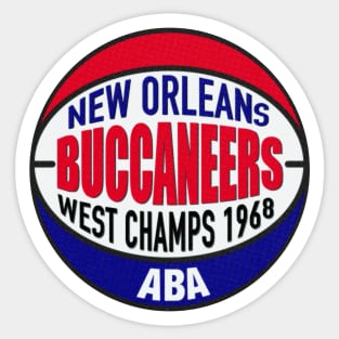 Defunct NOLA Buccaneers 1968 West ABA Champs Sticker